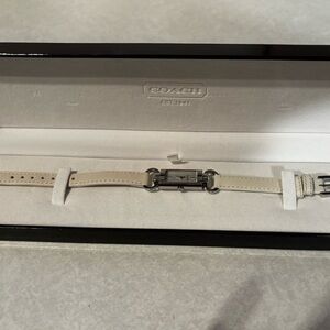 Vintage white coach watch, leather strap